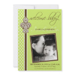 Crested Ornate 5x7" Birth Announcement (lime)