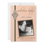 Crested Ornate 5x7" Birth Announcement (peach)