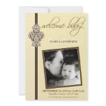 Crested Ornate 5x7" Birth Announcement (yellow)