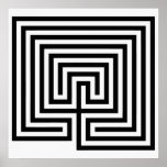 Cretan Labyrinth in black-and-white