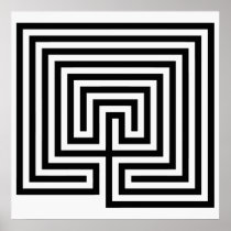 Cretan Labyrinth in black-and-white