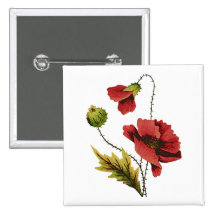 Crewel Embroidery Red Poppy Pins