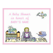 Crib & Stroller Baby Shower Invitation Postcards