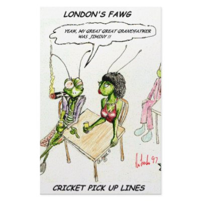 Cricket Pick-Up Lines Funny Gifts Tees Collectable Stationery Design by beardiethor123