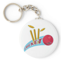 cricket sports ball wicket keychain