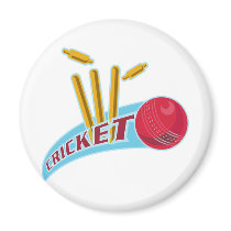 cricket sports ball wicket refrigerator magnets