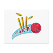 cricket sports ball wicket post card