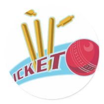cricket sports ball wicket round sticker