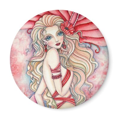 Crimsom Glamour Mermaid - Magnet by cckuik