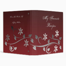 Crimson Blooms Recipe Book 3 Ring Binders