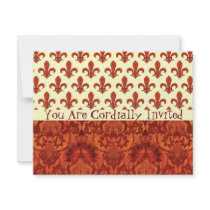Crimson Garden Fleur de lis Custom Invite