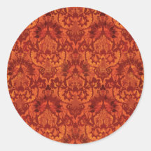 Crimson Garden Fleur de lis Round Stickers