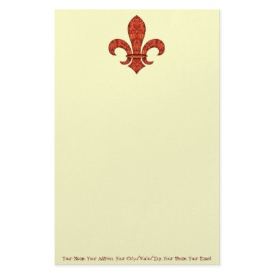 Crimson Garden Fleur de lis Stationery by Fleurishes