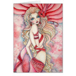 Crimson Glamour Mermaid- Blank Card