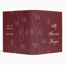 Crimson Leafy Swirl Recipe Book 3 Ring Binder