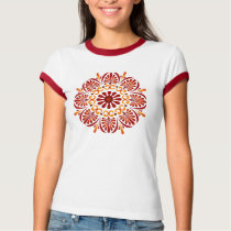 Crimson Mandala Ladies Ringer T-shirt