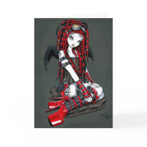 "Crimson" Red Tattoo Cyber Goth Angel Card