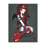 "Crimson" Red Tattoo Cyber Goth Angel Postcard