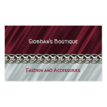 Crimson satin silver chain business card