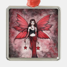 Crimson Star Christmas Fairy Ornament