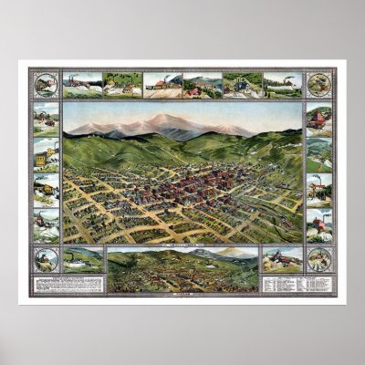 Cripple Creek, CO Panoramic Map - 1896 Posters by lc_maps