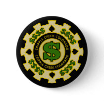 Cripple Creek Colorado Poker Chip Button