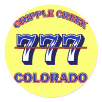 CRIPPLE CREEK, COLORADO ROUND STICKERS