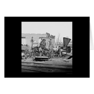 Crippled Locomotive in Richmond, VA 1865 Card by lc_civilwar