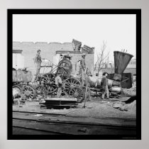 Crippled Locomotive in Richmond, VA 1865 Poster