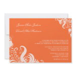 Crisp Tangerine Floral Accent Wedding Invitation