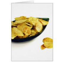 Crisps In The Bowl On The White Background Greeting Cards