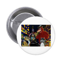 Critters in Times Square Pinback Buttons