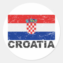 Croatia Vintage Flag Round Stickers