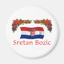 Croatian Sretan Bozic (Merry Christmas) Fridge Magnets