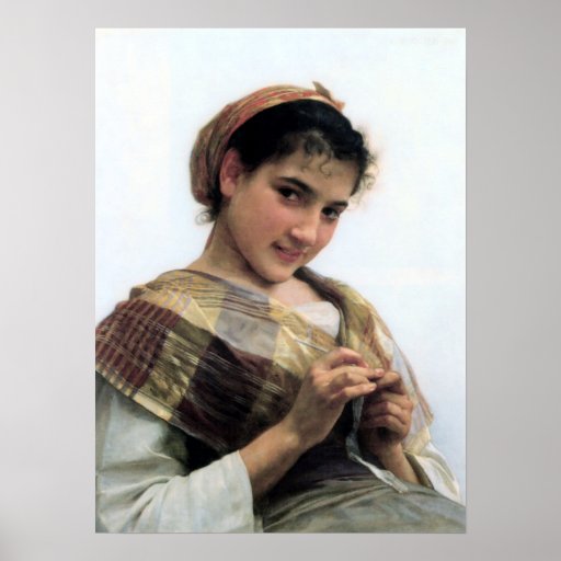 Crochet d'Au de Bouguereau - de Jeune Fille Posters