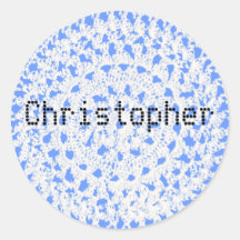 Crochet doily name sticker