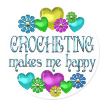 Crocheting Happiness Round Sticker