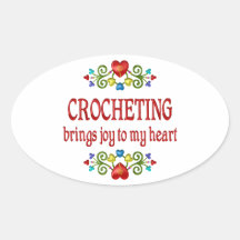 Crocheting Joy Oval Stickers