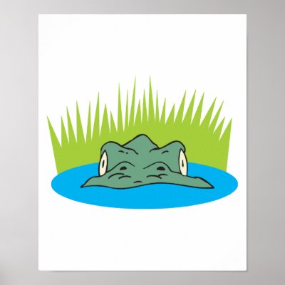 crocodile head in the water print by doonidesignsanimals