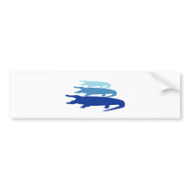 Crocodile Lined Up (Blue) Bumper Stickers