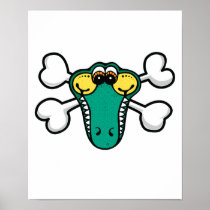 Crocodile Skull and Crossbones Posters