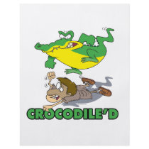 crocodile stomping on hunter cartoon flyers