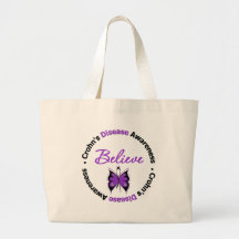 Crohn's Disease Believe Awareness Butterfly Tote Bag