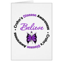 Crohn's Disease Believe Awareness Butterfly Greeting Cards