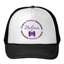 Crohn's Disease Believe Awareness Butterfly Trucker Hats