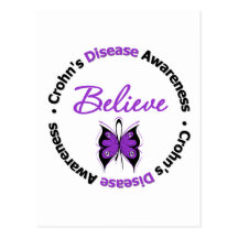 Crohn's Disease Believe Awareness Butterfly Post Cards