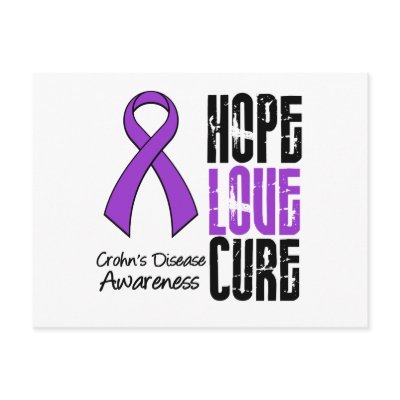 Crohn's Disease Hope Love Cure Ribbon Post Card by giftsforawareness