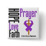 Crohns Disease Hope Love Faith Prayer Cross Buttons