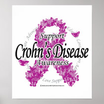 Crohn's Disease Ribbon of Butterflies Print