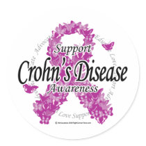 Crohn's Disease Ribbon of Butterflies Round Sticker